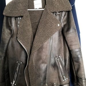 Avec Les Filles Faux Shearling Biker Jacket